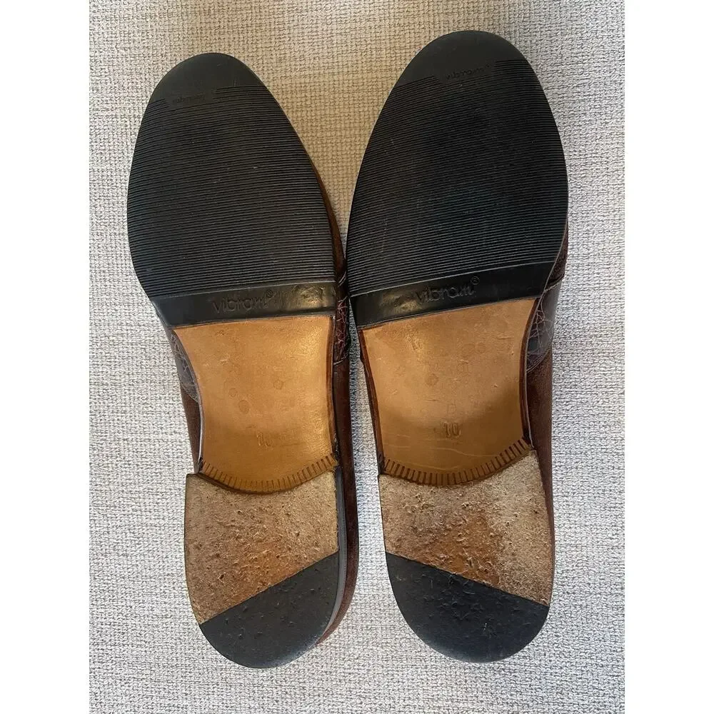 Moreschi Italy Men LoafersSz 8.5EU 9.5US Dark Brown Suede Genuine Crocodile Skin